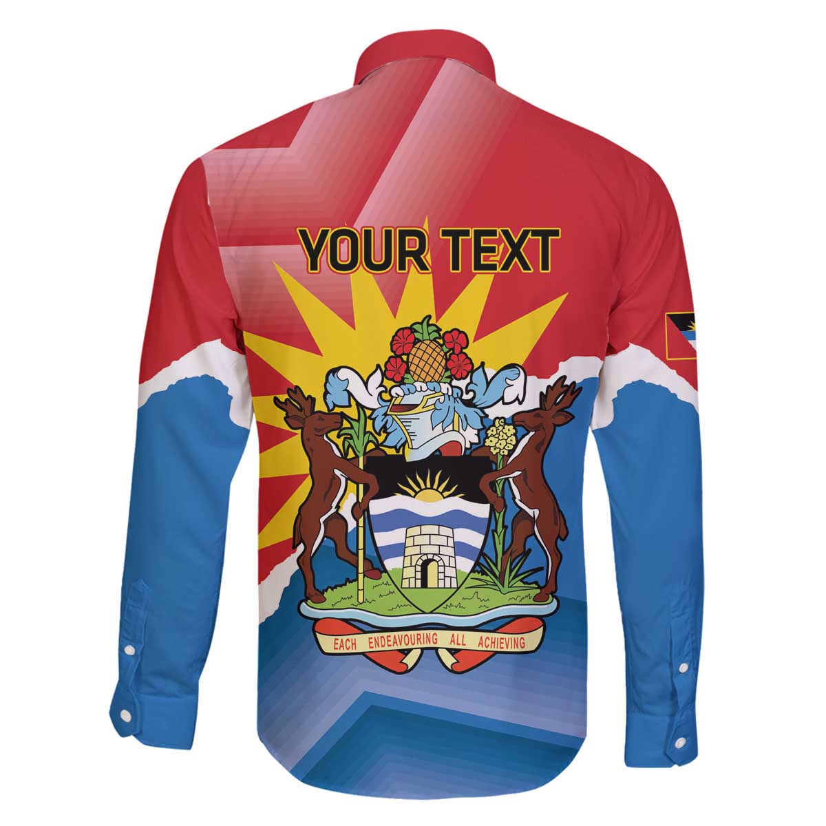 Personalised Antigua and Barbuda Independence Day Family Matching Off Shoulder Short Dress and Hawaiian Shirt Fallow Deer With Flag - Wonder Print Shop