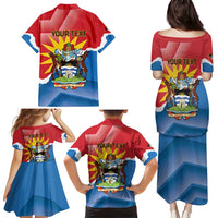 Personalised Antigua and Barbuda Independence Day Family Matching Puletasi and Hawaiian Shirt Fallow Deer With Flag - Wonder Print Shop