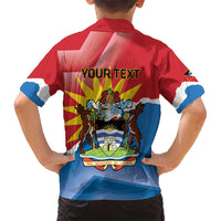 Personalised Antigua and Barbuda Independence Day Family Matching Short Sleeve Bodycon Dress and Hawaiian Shirt Fallow Deer With Flag - Wonder Print Shop