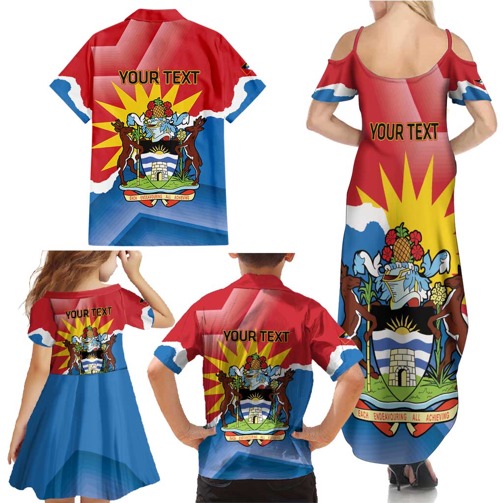 Personalised Antigua and Barbuda Independence Day Family Matching Summer Maxi Dress and Hawaiian Shirt Fallow Deer With Flag - Wonder Print Shop