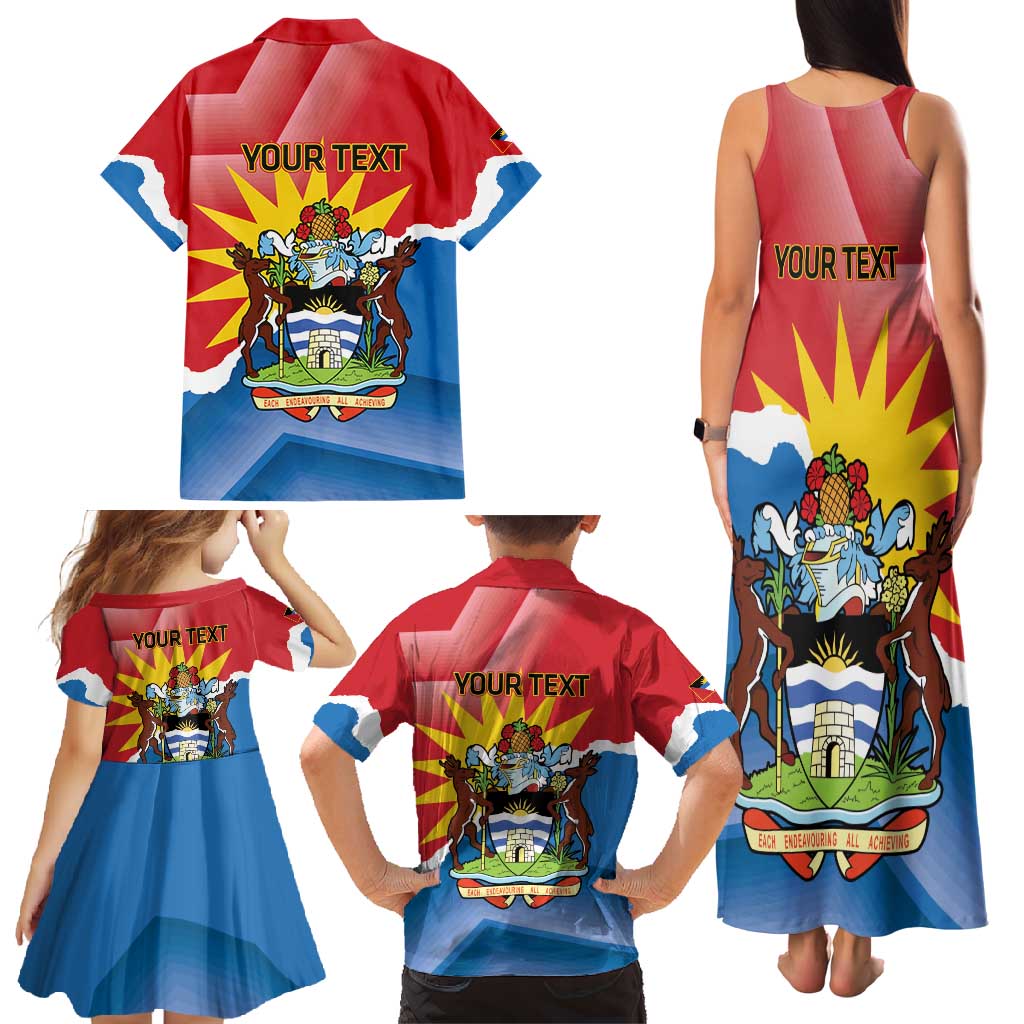 Personalised Antigua and Barbuda Independence Day Family Matching Tank Maxi Dress and Hawaiian Shirt Fallow Deer With Flag - Wonder Print Shop