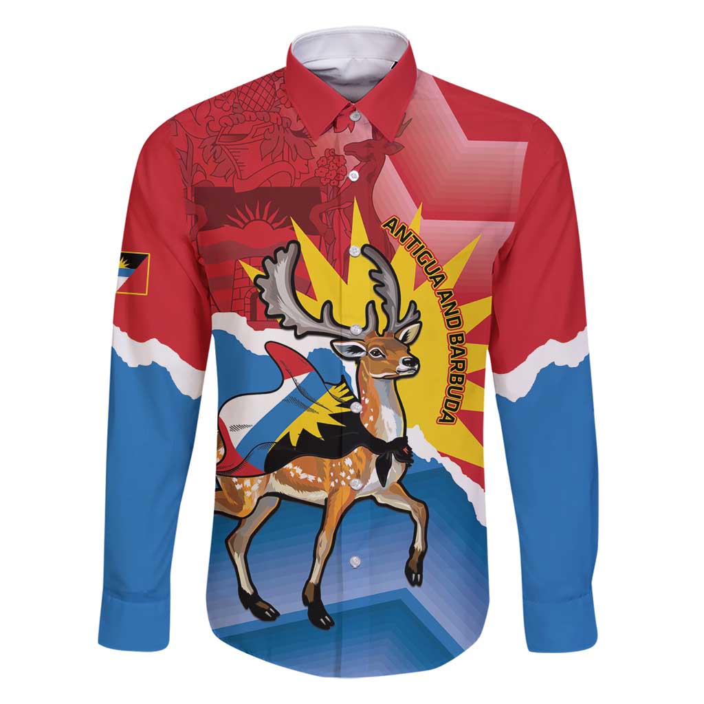 Personalised Antigua and Barbuda Independence Day Family Matching Tank Maxi Dress and Hawaiian Shirt Fallow Deer With Flag - Wonder Print Shop