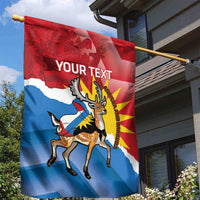 Personalised Antigua and Barbuda Independence Day Garden Flag Fallow Deer With Flag - Wonder Print Shop