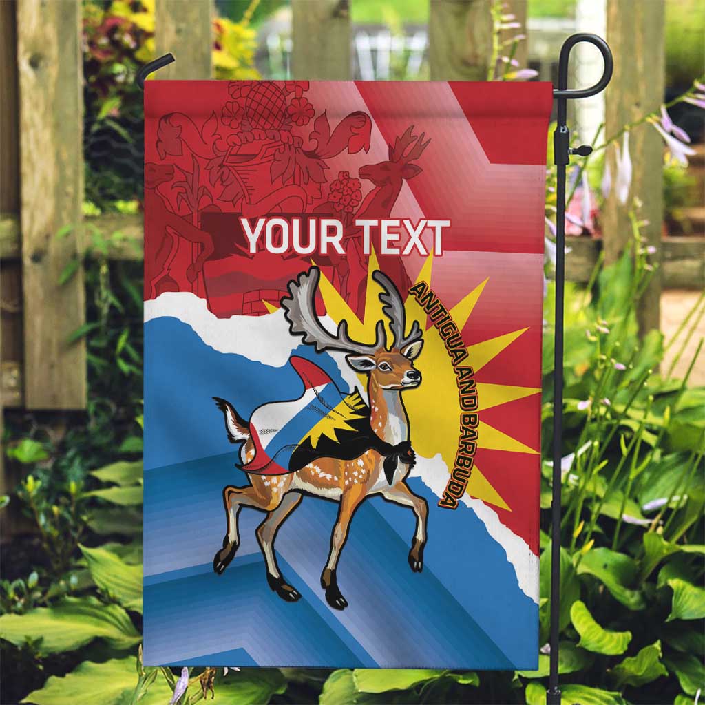 Personalised Antigua and Barbuda Independence Day Garden Flag Fallow Deer With Flag - Wonder Print Shop