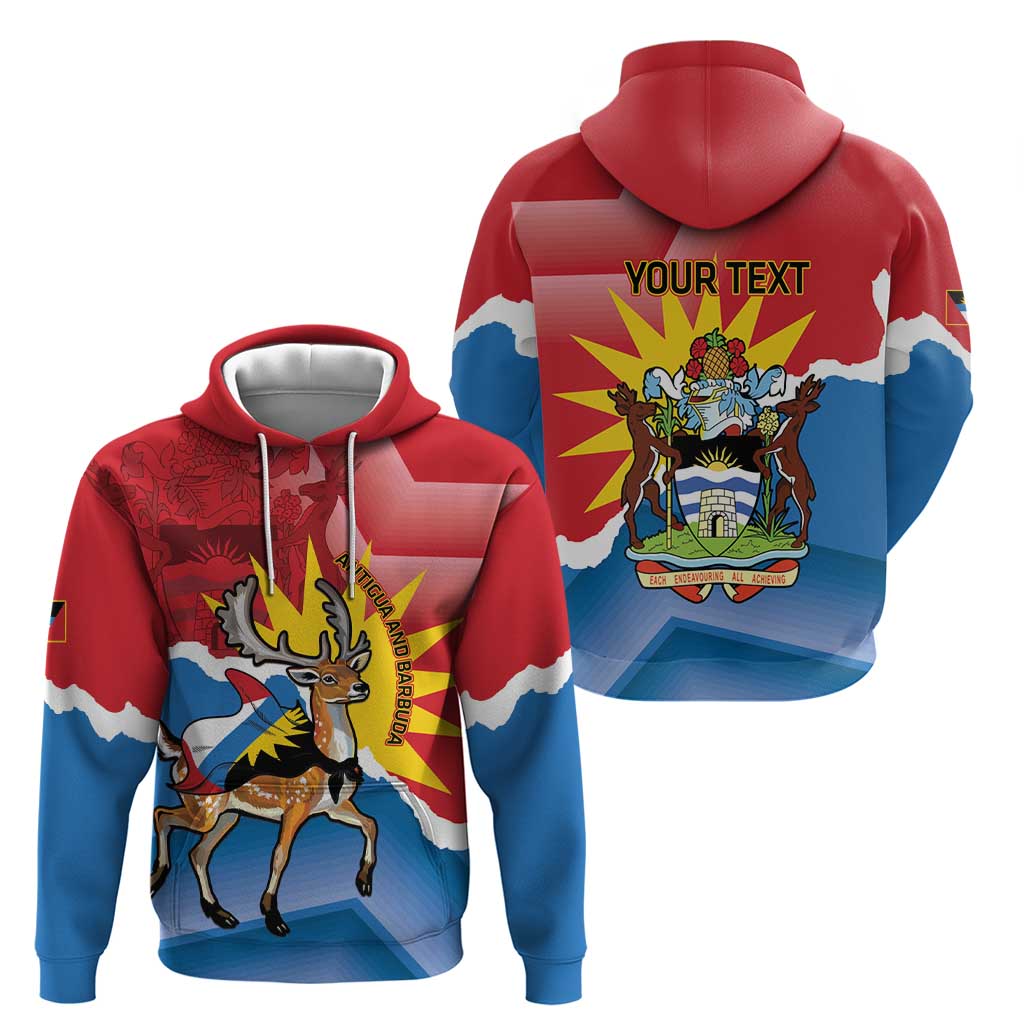 Personalised Antigua and Barbuda Independence Day Hoodie Fallow Deer With Flag - Wonder Print Shop