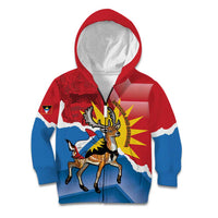 Personalised Antigua and Barbuda Independence Day Kid Hoodie Fallow Deer With Flag - Wonder Print Shop