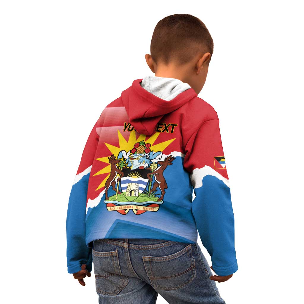 Personalised Antigua and Barbuda Independence Day Kid Hoodie Fallow Deer With Flag - Wonder Print Shop