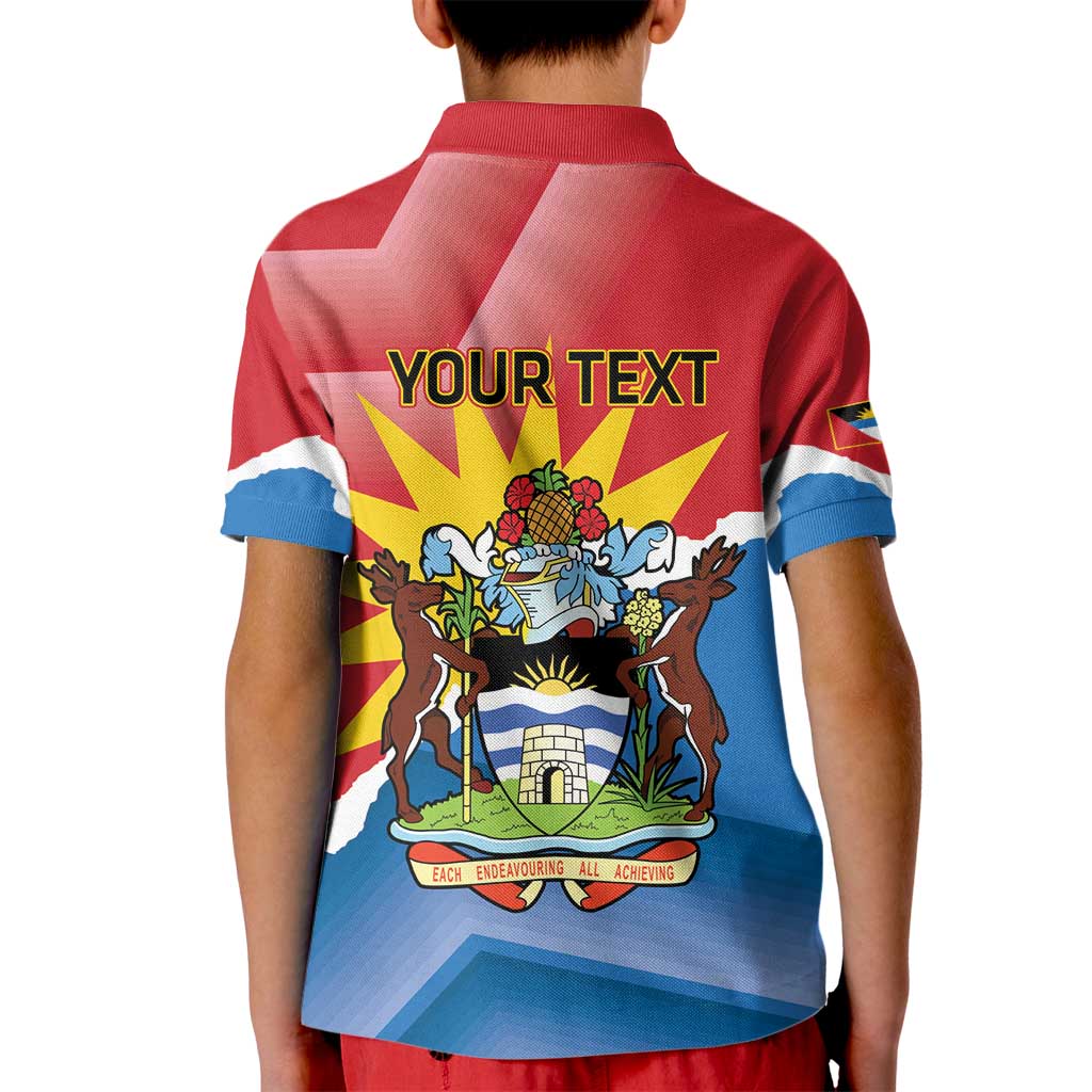 Personalised Antigua and Barbuda Independence Day Kid Polo Shirt Fallow Deer With Flag - Wonder Print Shop