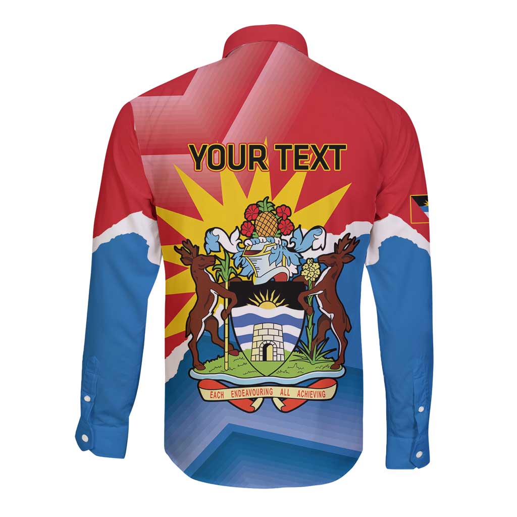 Personalised Antigua and Barbuda Independence Day Long Sleeve Button Shirt Fallow Deer With Flag - Wonder Print Shop