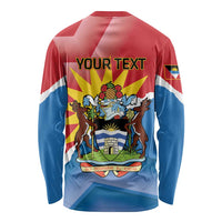 Personalised Antigua and Barbuda Independence Day Long Sleeve Shirt Fallow Deer With Flag - Wonder Print Shop