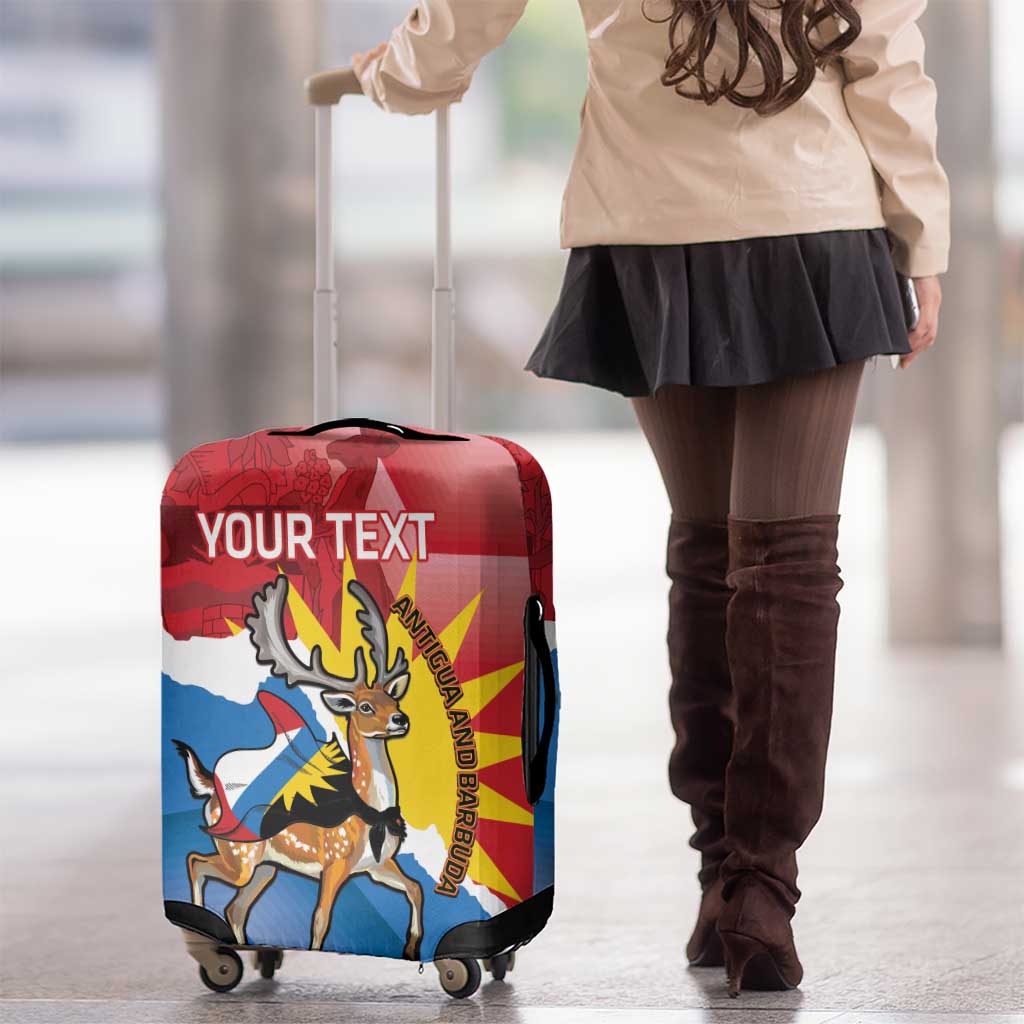 Personalised Antigua and Barbuda Independence Day Luggage Cover Fallow Deer With Flag - Wonder Print Shop