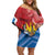 Personalised Antigua and Barbuda Independence Day Off Shoulder Short Dress Fallow Deer With Flag - Wonder Print Shop