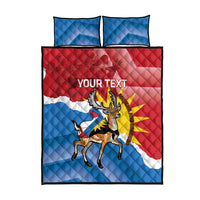 Personalised Antigua and Barbuda Independence Day Quilt Bed Set Fallow Deer With Flag - Wonder Print Shop
