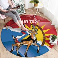 Personalised Antigua and Barbuda Independence Day Round Carpet Fallow Deer With Flag