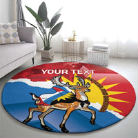 Personalised Antigua and Barbuda Independence Day Round Carpet Fallow Deer With Flag
