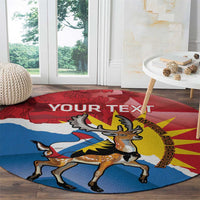Personalised Antigua and Barbuda Independence Day Round Carpet Fallow Deer With Flag
