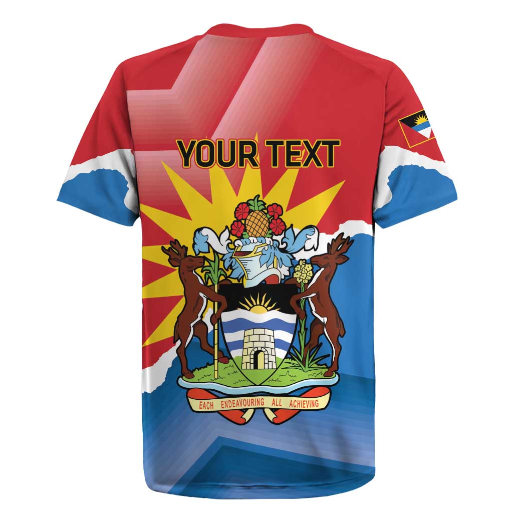 Personalised Antigua and Barbuda Independence Day Rugby Jersey Fallow Deer With Flag - Wonder Print Shop