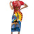 Personalised Antigua and Barbuda Independence Day Short Sleeve Bodycon Dress Fallow Deer With Flag - Wonder Print Shop
