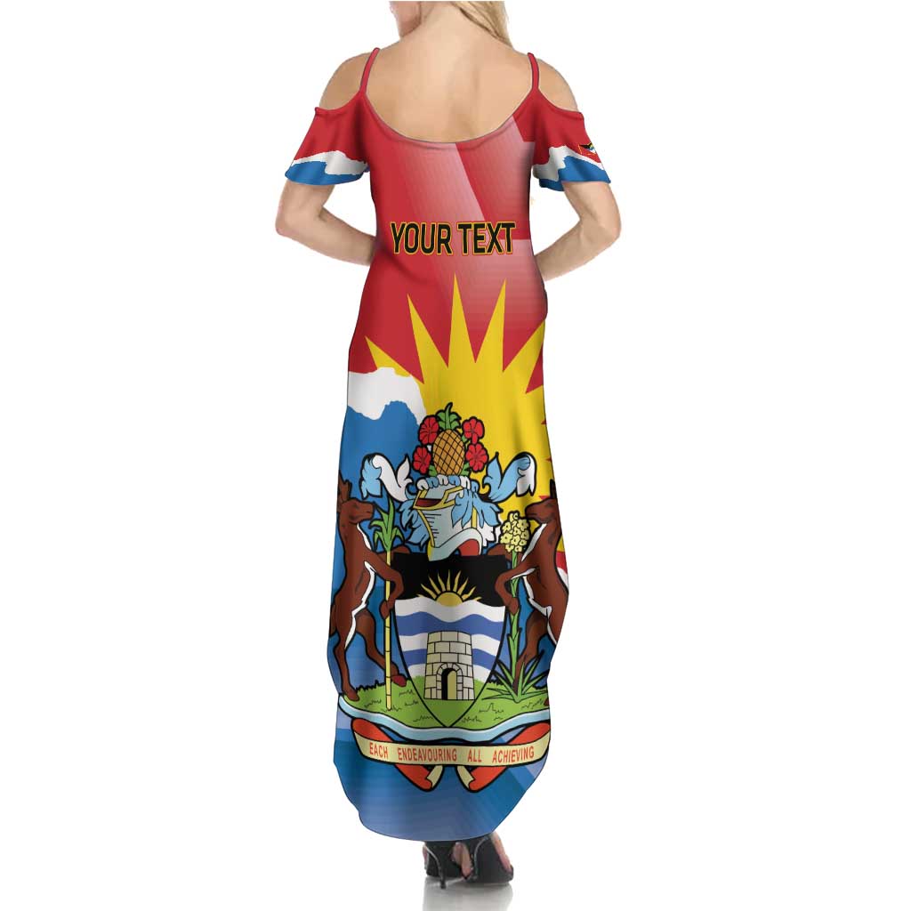 Personalised Antigua and Barbuda Independence Day Summer Maxi Dress Fallow Deer With Flag - Wonder Print Shop