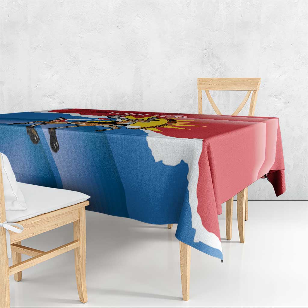 Personalised Antigua and Barbuda Independence Day Tablecloth Fallow Deer With Flag - Wonder Print Shop