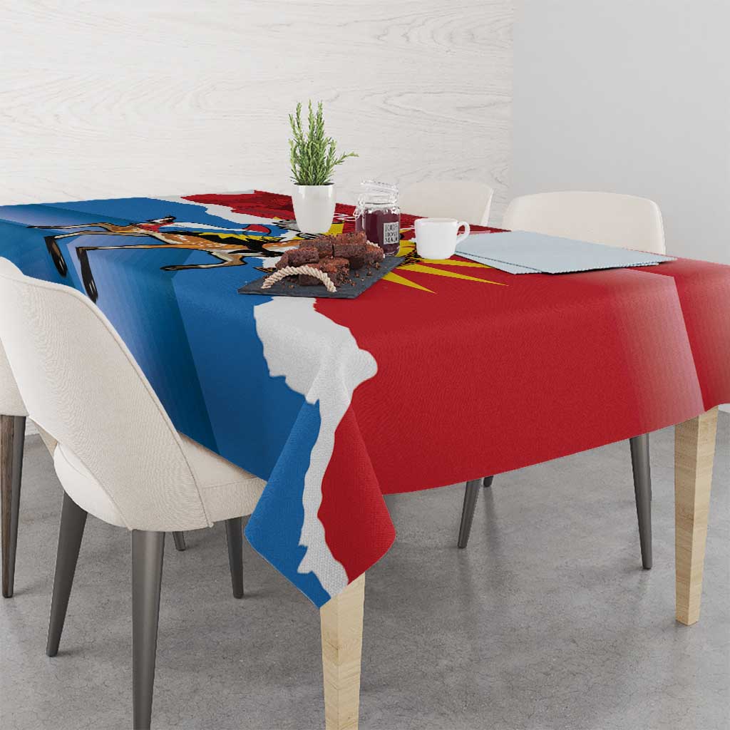 Personalised Antigua and Barbuda Independence Day Tablecloth Fallow Deer With Flag - Wonder Print Shop