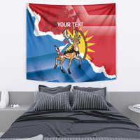 Personalised Antigua and Barbuda Independence Day Tapestry Fallow Deer With Flag - Wonder Print Shop