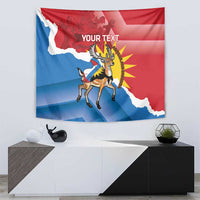 Personalised Antigua and Barbuda Independence Day Tapestry Fallow Deer With Flag - Wonder Print Shop