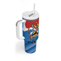 Personalised Antigua and Barbuda Independence Day Tumbler With Handle Fallow Deer With Flag - Wonder Print Shop