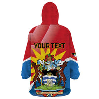 Personalised Antigua and Barbuda Independence Day Wearable Blanket Hoodie Fallow Deer With Flag - Wonder Print Shop