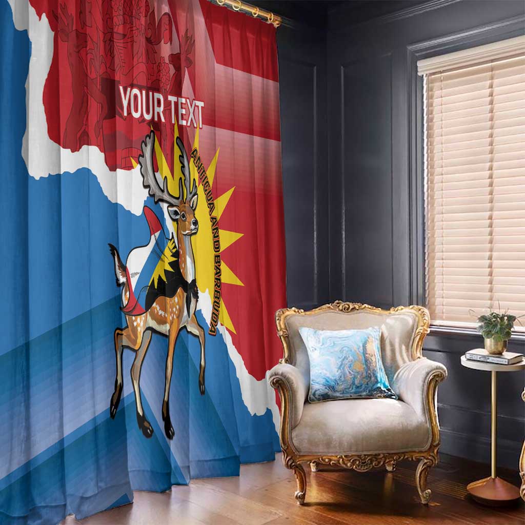 Personalised Antigua and Barbuda Independence Day Window Curtain Fallow Deer With Flag - Wonder Print Shop