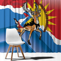 Personalised Antigua and Barbuda Independence Day Window Curtain Fallow Deer With Flag - Wonder Print Shop