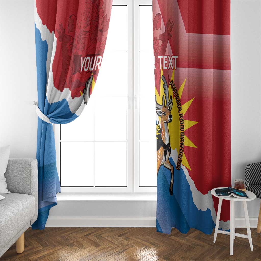 Personalised Antigua and Barbuda Independence Day Window Curtain Fallow Deer With Flag - Wonder Print Shop