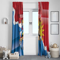 Personalised Antigua and Barbuda Independence Day Window Curtain Fallow Deer With Flag - Wonder Print Shop