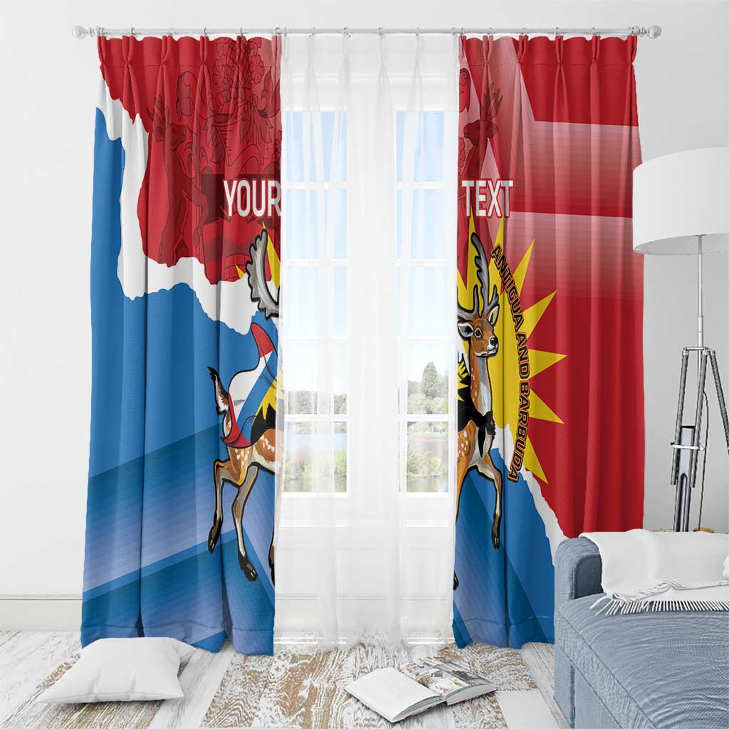 Personalised Antigua and Barbuda Independence Day Window Curtain Fallow Deer With Flag - Wonder Print Shop