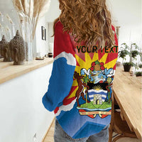 Personalised Antigua and Barbuda Independence Day Women Casual Shirt Fallow Deer With Flag - Wonder Print Shop