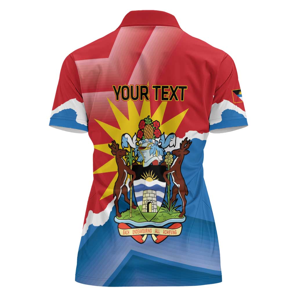 Personalised Antigua and Barbuda Independence Day Women Polo Shirt Fallow Deer With Flag - Wonder Print Shop
