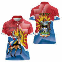 Personalised Antigua and Barbuda Independence Day Women Polo Shirt Fallow Deer With Flag - Wonder Print Shop