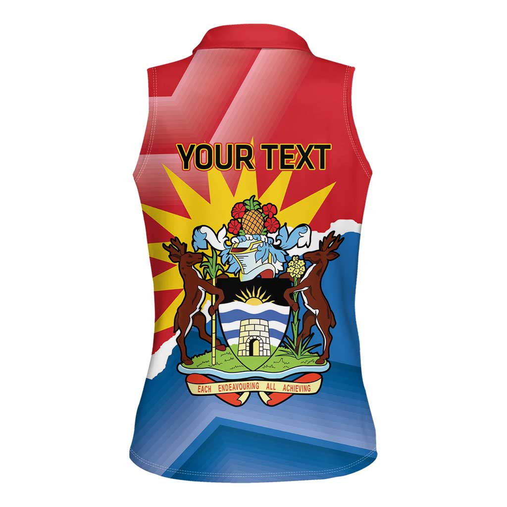 Personalised Antigua and Barbuda Independence Day Women Sleeveless Polo Shirt Fallow Deer With Flag - Wonder Print Shop