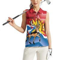 Personalised Antigua and Barbuda Independence Day Women Sleeveless Polo Shirt Fallow Deer With Flag - Wonder Print Shop
