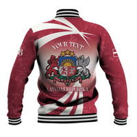 Personalised Latvia Independence Day Baseball Jacket Latvija White Wagtail With Map 106th Anniversary - Wonder Print Shop