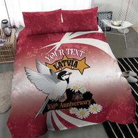 Personalised Latvia Independence Day Bedding Set Latvija White Wagtail With Map 106th Anniversary - Wonder Print Shop