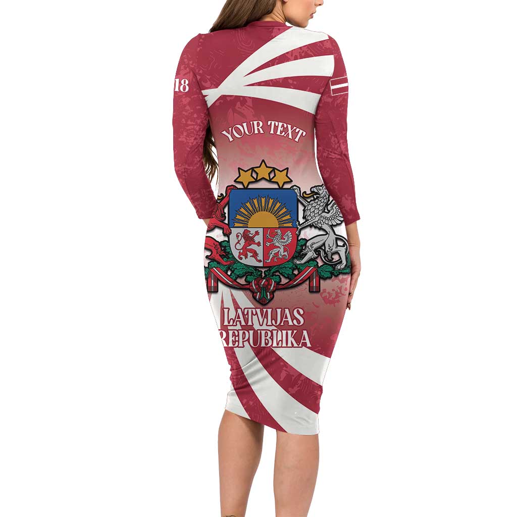 Personalised Latvia Independence Day Family Matching Long Sleeve Bodycon Dress and Hawaiian Shirt Latvija White Wagtail With Map 106th Anniversary - Wonder Print Shop