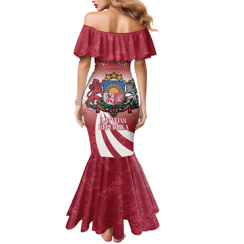 Personalised Latvia Independence Day Family Matching Mermaid Dress and Hawaiian Shirt Latvija White Wagtail With Map 106th Anniversary - Wonder Print Shop