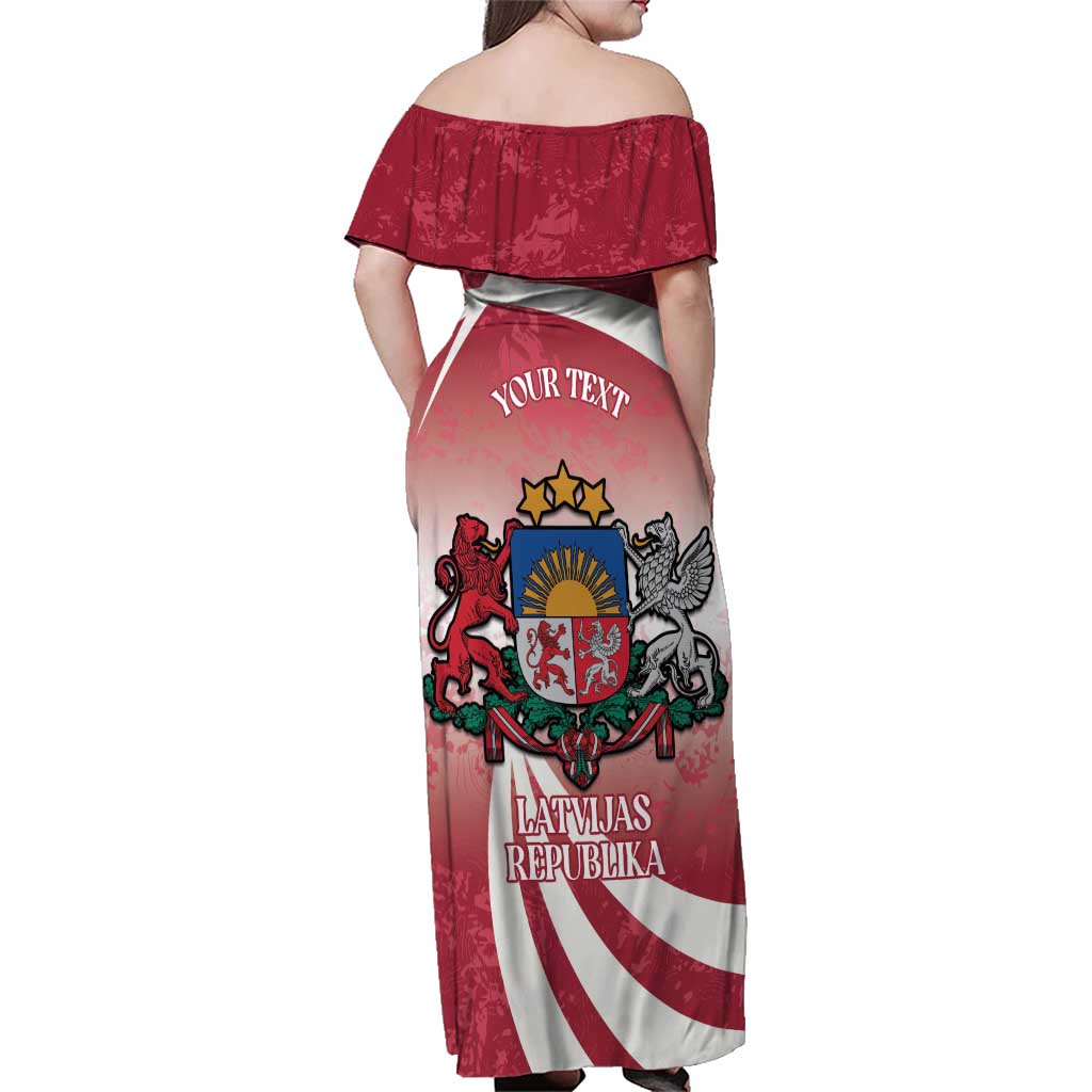 Personalised Latvia Independence Day Family Matching Off Shoulder Maxi Dress and Hawaiian Shirt Latvija White Wagtail With Map 106th Anniversary - Wonder Print Shop