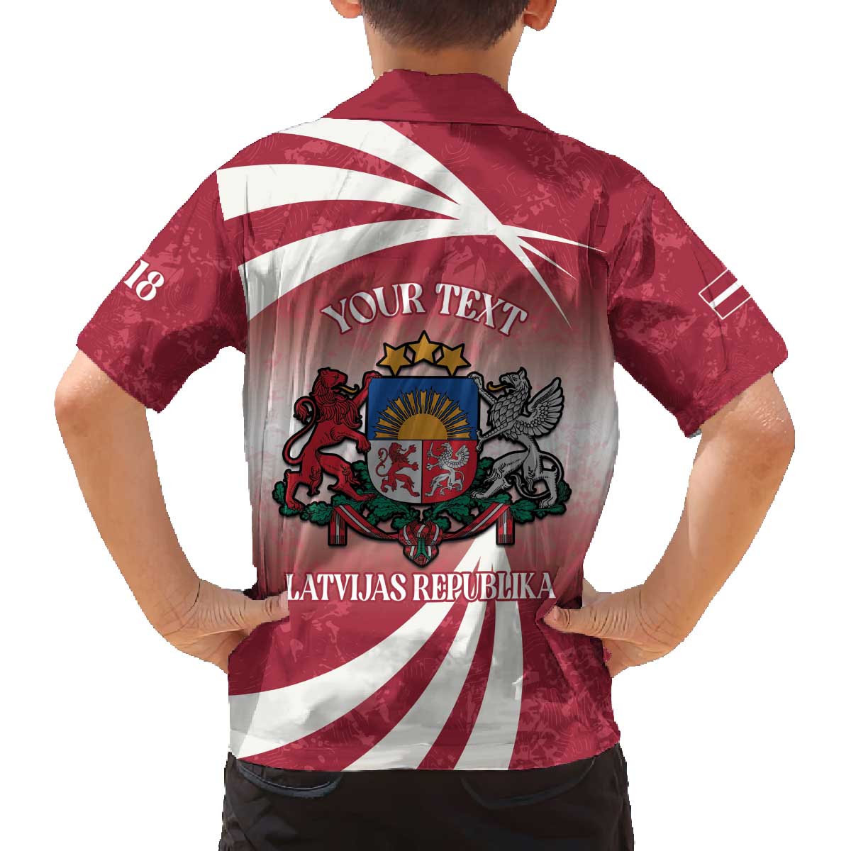 Personalised Latvia Independence Day Family Matching Off Shoulder Short Dress and Hawaiian Shirt Latvija White Wagtail With Map 106th Anniversary - Wonder Print Shop