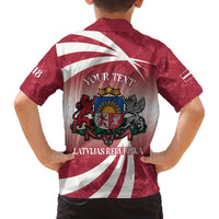 Personalised Latvia Independence Day Family Matching Off Shoulder Short Dress and Hawaiian Shirt Latvija White Wagtail With Map 106th Anniversary - Wonder Print Shop