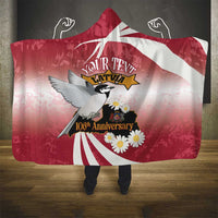 Personalised Latvia Independence Day Hooded Blanket Latvija White Wagtail With Map 106th Anniversary