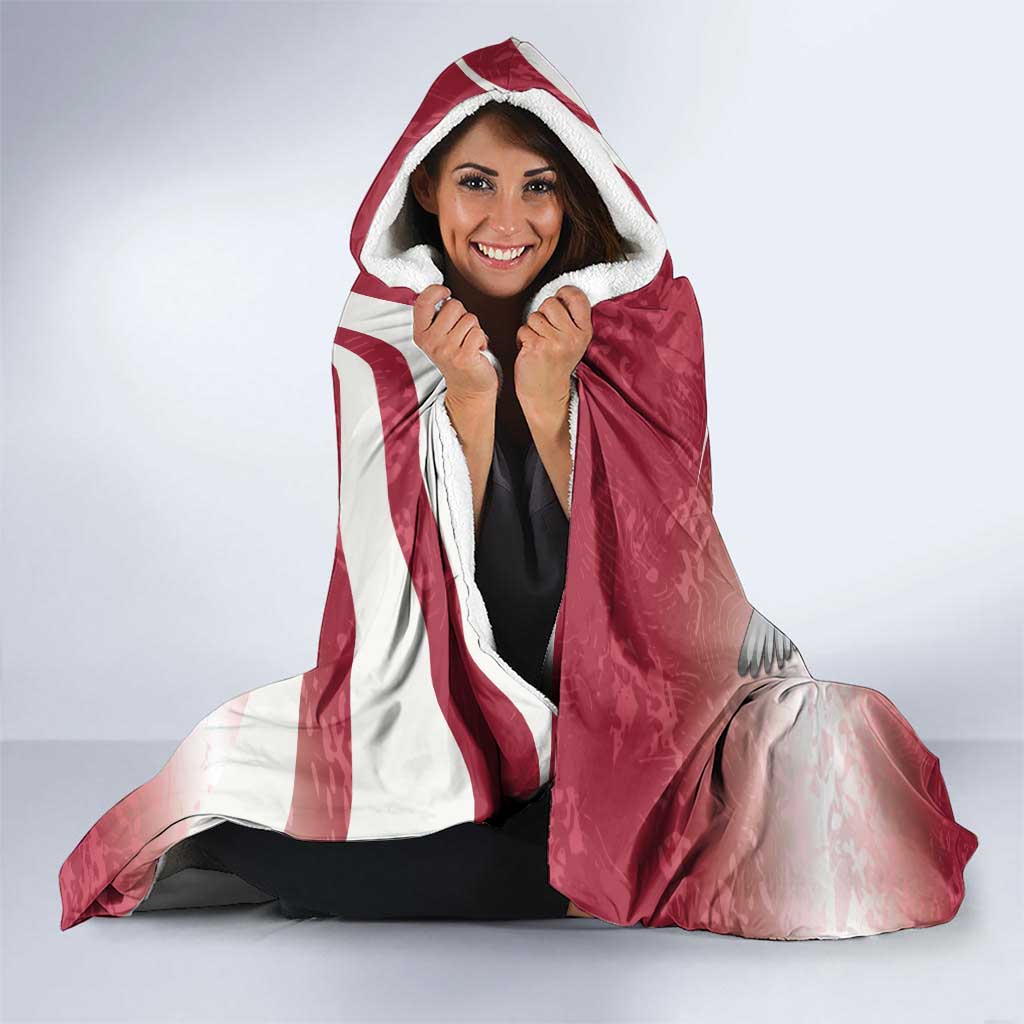 Personalised Latvia Independence Day Hooded Blanket Latvija White Wagtail With Map 106th Anniversary