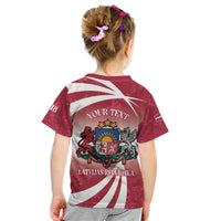 Personalised Latvia Independence Day Kid T Shirt Latvija White Wagtail With Map 106th Anniversary - Wonder Print Shop