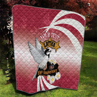 Personalised Latvia Independence Day Quilt Latvija White Wagtail With Map 106th Anniversary - Wonder Print Shop